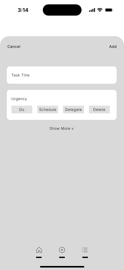 Add new task wireframe of Little Wins